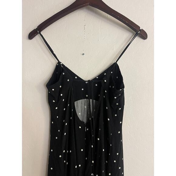 Free People XS Jumpsuit Black White Polka Dot Strappy Wide Leg Baggy Fit Pants - Picture 8 of 9